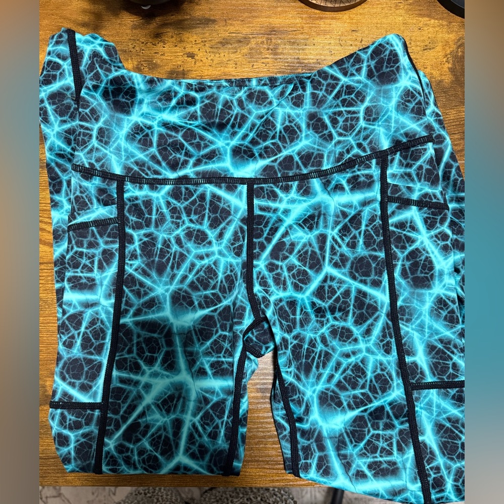 Electric Blue Patterned Leggings